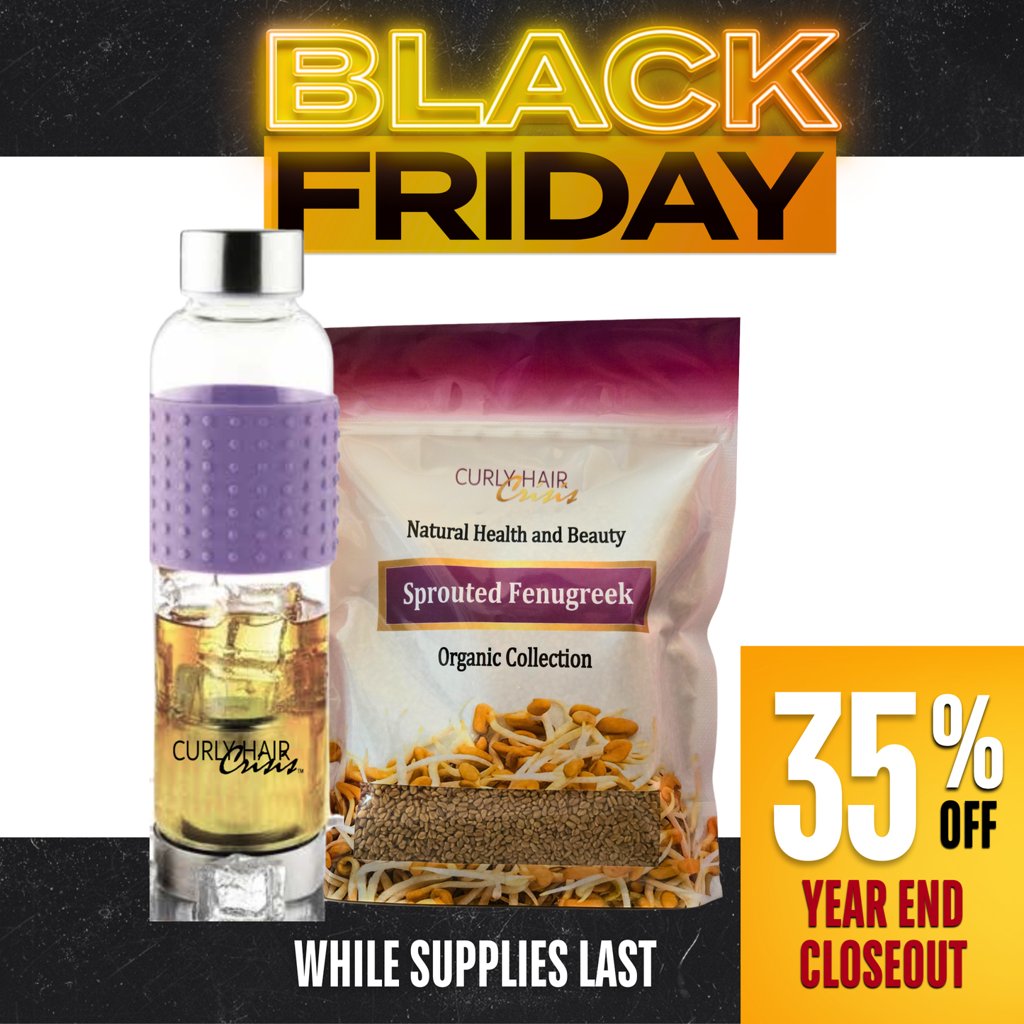 Organic Fenugreek Seeds with Glass Infuser - Black Friday Sale